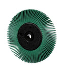 Radial Bristle Brush For Bench Motors With Adapter Kit, 6 Inch By Half Inch By One Inch, Green 50 Grade Mineral, front view