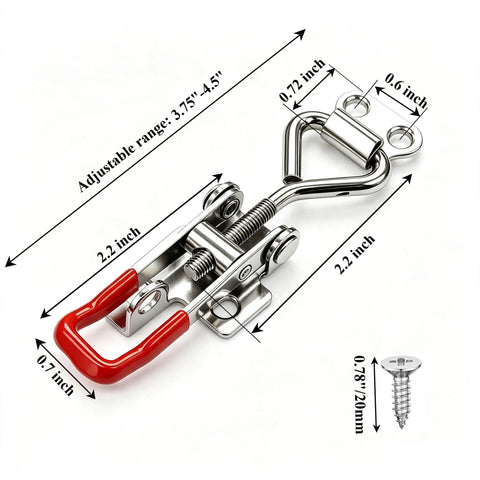 Dope YSIL Toggle Latch Clamps 4 Pack With Lockholes Super Easy To Install And Flexible Adjustable Hasp Pull Strap dimensions and details