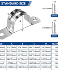 Stainless strap clamp and screw sizes from Rugged Pipe Strap Clamp Kit 60 Pcs With Screws 304 Stainless Two Hole U Brackets