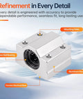 4 Pack SCS12UU Linear Bearing Blocks 12mm Shaft Pillow Block featuring aluminum housing and precision machined base.
