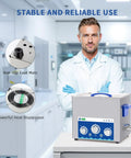 Badass Performance Ultrasonic Cleaner 10 Liter Tank With Adjustable Heat Timer in a lab setting, highlighting non-slip feet and heat dissipation.