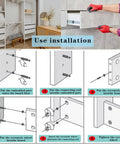 Installation guide illustration for Top Shelf Cam Lock Hardware Kit With 124 Pieces For Cabinet And Drawer Installation.
