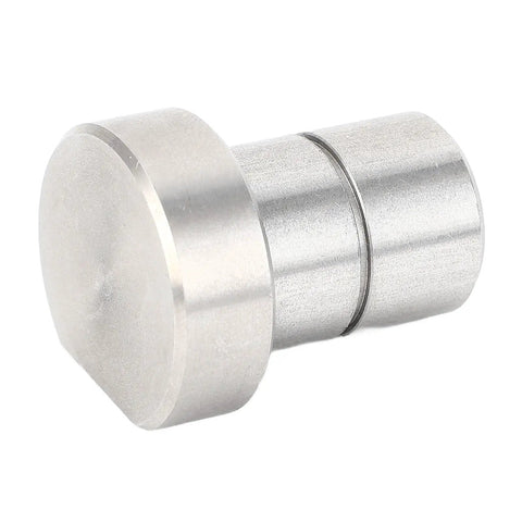 4Pcs 3/4 Inch Stainless Steel Bench Dogs Hold Boards Dead Tight In 19mm Workbench Holes With Flat Sides And No Wiggle Grip For Solid MFT Tabletop Clamping And Shop Builds, close-up of a stainless steel bench dog.