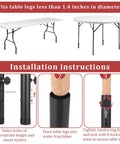 Installation instructions for 4 Pack Adjustable Table Leg Extenders Heavy Duty Steel Chair Risers for various table types.