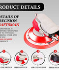 High Speed 5mm Orbit Pneumatic Orbital Sander Pro Grade For Auto Body, details view with features labeled in diagram.