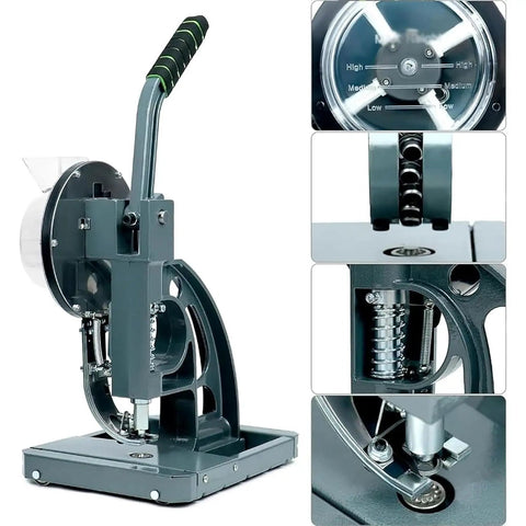 Game Changing Semi Auto Eyelet Press For Tough Canvas And Banners showing grommet punch and handle for 10mm eyelets.
