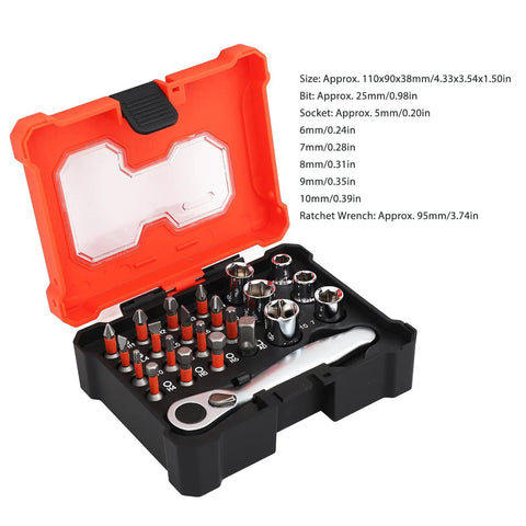 Versatile Socket Wrench Set With Twenty Three Piece Tool Kit Premium S2 Alloy Steel For Home Garage And DIY Projects case open