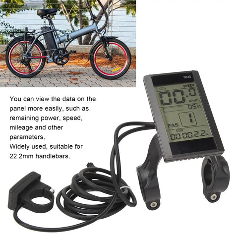 22.2mm LCD Cycling Computer For E Bikes Multifunctional Display Meter With Speedometer Odometer Battery Voltage Monitor And Mod Kit Compatible With 24V 36V And 48V Systems