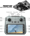 Pocket Size Drone With Optical Flow Positioning Foldable Design And 720P HD Camera Dual Batteries Black controller layout