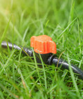 25 Pack One Quarter Inch Drip Irrigation Shut Off Valves Easy Install Inline Water Flow Control for Garden Beds close-up