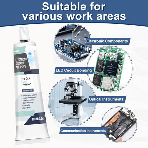 Transparent 100ml Conformal Coating For Electronics With Silicone Adhesive Sealant Insulating Waterproof Sealant shown with applications