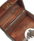 Open wooden box with Small Iron Hidden Hinges Pack for Jewelry Boxes Bird Houses and Small Drawers shown in detail