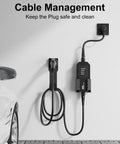 Heavy Duty Ev Charger Wall Mount Kit And Charging Cable Organizer J Hook Holster For Sae J1772 Connector Built Tough wall-mounted with clean cables.
