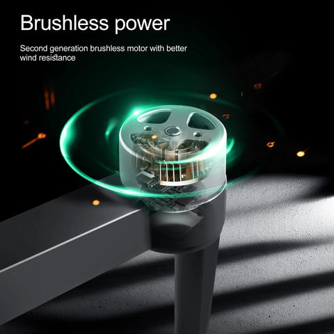 Close-up of brushless motor on GPS Drone With 8K Dual HD Cameras And EIS For Dope Aerial Shots, 5G WiFi FPV Quadcopter.