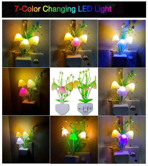 Sensor LED Night Light Color Changing Plug In Mushroom Lamp Dream Bed Light Cute Night Light For Kids And Adults