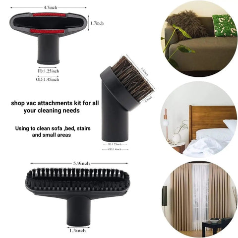 Various tools from 9 Piece Vacuum Attachment Kit With One And A Quarter Inch To One And Three Eighths Inch Hose Adapter, Dyson V6 Compatible