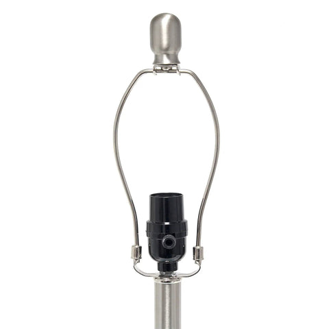 Metal socket of Textured Glass Table Lamp With Clear Blue Dome Base And White Fabric Drum Shade, Easy Rotary Socket Switch