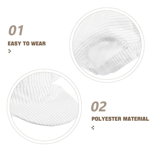 Kickass White Anti Static Mesh Working Hat With Super Breathable Ventilation showing easy wear and polyester material details.