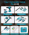 21V Cordless Drill Tool Kit With 190 Piece Power Tool Set Pro Grade Includes Hammer Pliers Wrenches And Toolbox Electric Drill Driver