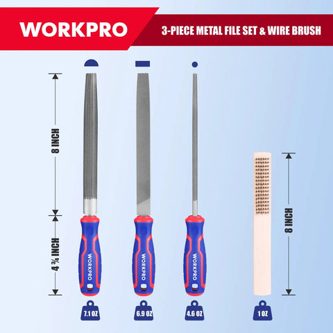 8 Inch Metal File Set Pro Grade Three Piece Kit With Flat Half Round And Round Files For Metal Shaping And Finishing