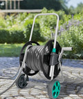 Garden Hose Reel Cart with wheels for outdoor watering, 80ft 5/8in or 100ft 1/2in hose, durable iron frame, aluminum parts