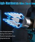 Close-up of Cordless Hydraulic Flange Spreader Tool 8T 18V Battery Powered with alloy steel jaws highlighted.