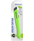 Westcott lime-green ceramic safety box cutter with retractable blade on its packaging.