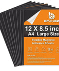 Stack of Extra Large Magnetic Sheets With Adhesive Backing for crafts, size 12 x 8.5 inch, flexible and strong, ideal for posters.