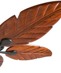 52 Inch Tropical Indoor Ceiling Fan With No Light And Pull Chain Three Mounting Options Hand Carved Wooden Leaf Blades In Bronze Finish