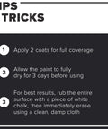 Tips and tricks for using Chalkboard Paint For Walls In Black 1 Quart, focusing on coat application and drying instructions.