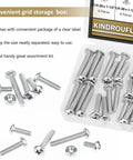 58 Piece Stainless Steel 1/4-20 Phillips Pan Head Machine Screws And Matching Hex Nuts Set With 1/2 Inch, 3/4 Inch, 1 Inch, 1-1/4 Inch, 1-1/2 Inch Lengths Fully Threaded 304 Grade For DIY Projects And Home Repairs in grid storage box