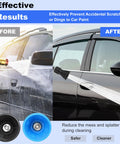 2 Pack Pressure Washer Nozzle Guard With 25 Degree And 40 Degree Tips, showing before and after car cleaning effects.