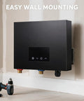 Endless Hot Water On Tap With This Real Deal 14KW Electric Tankless Water Heater For Showers And Sinks Using High Flow Household Heating And Smart Self Modulating Tech With Smooth 240V Setup To Put Waiting In Rearview mounted on wall with control panel and plumbing connections
