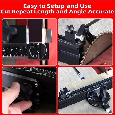 Precision Woodworking Miter Gage With 360Mm Fence And Flip Stop For Bench Saws, features easy setup and accurate angle cuts.