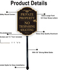 Top Shelf Rust Free Aluminum Private Property Signs With Heavy Duty 36 Inch Stakes, featuring large font, pre-drilled holes, and easy installation.
