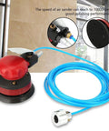 5 Inch Wet Orbital Air Palm Sander Kit with Pro Grade Pneumatic Power shown with blue hose and 1/4 inch inlet