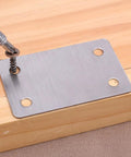 Heavy Duty Stainless Steel Corner Brackets Set Of Five Furniture Hardware With Mounting Screws Ultra Tough Shelf Support Connectors showing screw being installed.