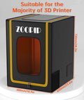 Fireproof 3D Printer Enclosure With Dustproof Vent, Built In Tool Storage And Constant Temperature, black and yellow design with dimensions