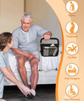Elderly man using Heavy Duty Bed Assist Rail For Seniors Adjustable Side Rail With Storage Bag And Straps Easy To Install Ultra Stable