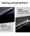Before and after installation of Dope Carbon Fiber Look Handbrake Cover for Cars, showing sleek anti-scratch ABS protection on handle.