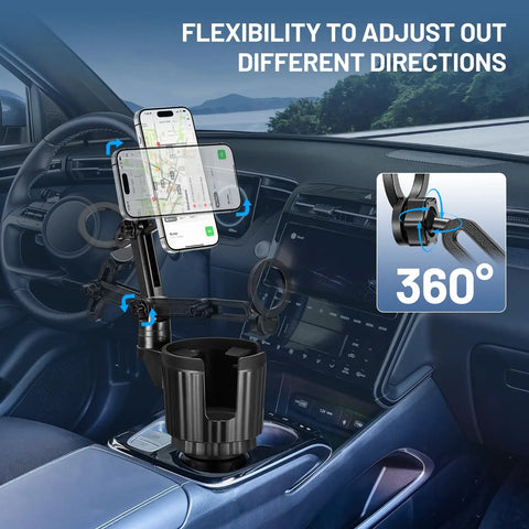 Magnetic Cup Holder Phone Mount For Cars MagSafe Compatible Adjustable 4.1 Inch Base in vehicle cup holder with iPhone