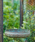 Hanging Bird Bath For Outdoors With Metal Bowl And Stable Triple Chain Design, Powder Coated For Rust Proof Durability