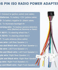Car Stereo Wiring Harness Kit With 16 Pin ISO Connector showing labeled wires for universal Android radios installation.