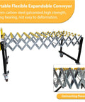 Flexible Portable Unpowered Conveyor With Adjustable Length And Height Expandable From 15.7 To 59 Inches, 23.6 Inches Wide