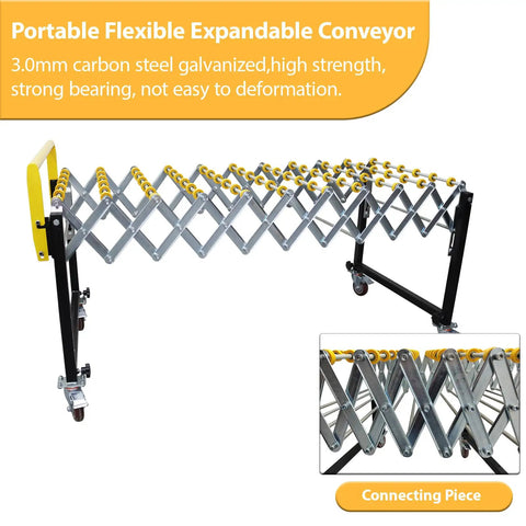Flexible Portable Unpowered Conveyor With Adjustable Length And Height Expandable From 15.7 To 59 Inches, 23.6 Inches Wide