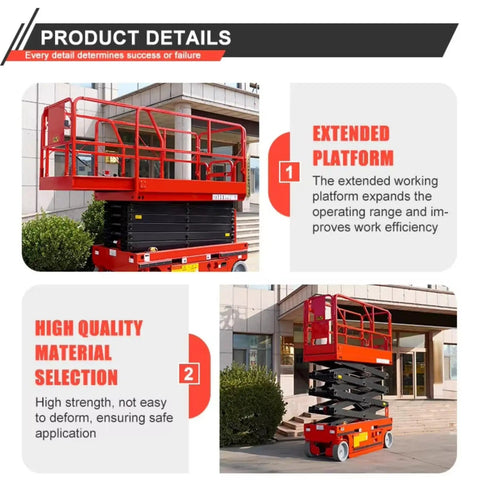 Heavy Duty Electric Hydraulic Lift Platform For Warehouse Vertical Cargo Transfer And Seamless Operation Engineered For Logistics Facilities With Rock Solid High Reach Equipment Handling Built Tough For Daily Grind in an outdoor setting, showing the extended platform.