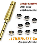 Brass End Barrel Laser Bore Sight with included batteries for 17HMR and 177 Caliber firearms, Quick Fit, Red 5mW Class IIIa