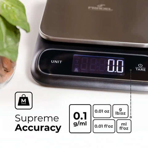 Beast Mode Precise Waterproof Digital Kitchen Scale With 0.1g Accuracy, 11lb Capacity, close-up LED display view