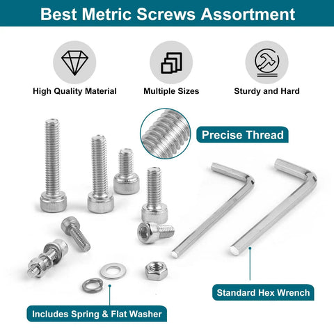 1600 Pcs Metric Screw And Bolt Kit M2 M3 M4 M5 Stainless Steel Hex Socket Head Cap Screws Nuts Bolts Flat Lock Washers