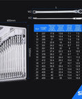 Badass Extra Long 10mm Metric Flex Head Ratcheting Wrench Built Different For Quick Tightening And Loosening Tasks Without Any Sweat Under Pressure dimensions and specifications chart.